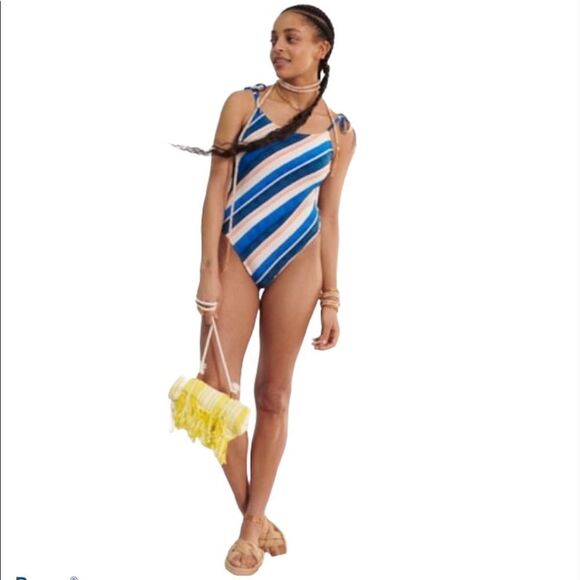 🎁nwt lemlem x H&M Slant Striped 1PC Swimsuit Size S🎁 - Picture 2 of 5